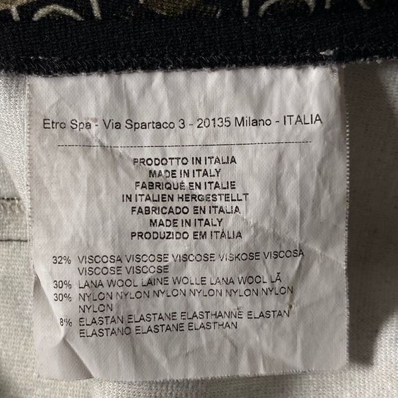 Etro Milano Paisley Peplum Top Womens Size 42 Multicolor Viscose Wool - Picture 8 of 16